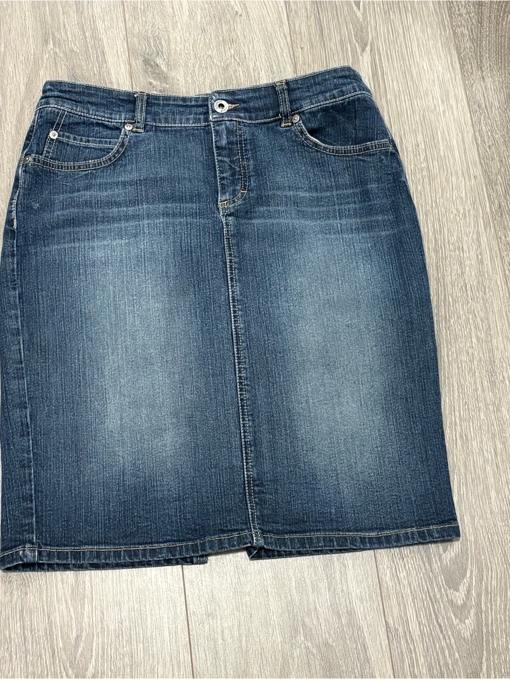 Vintage y2k Esprit Blue Faded Denim Midi Skirt